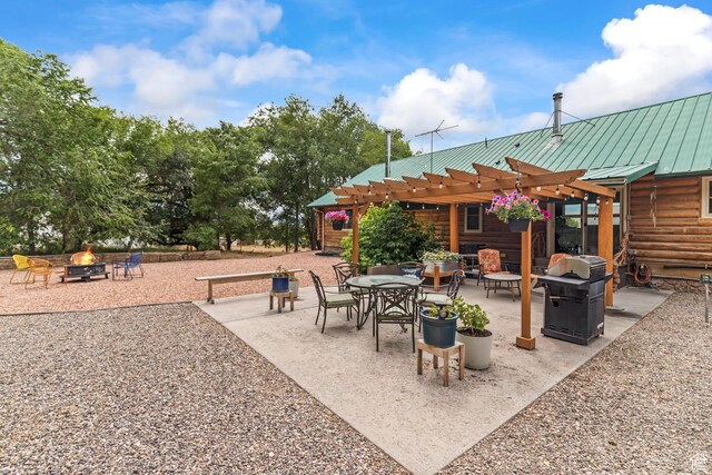 986 E 2290 N, Monroe, UT 84754 - view of patio with a fire pit, a pergola, and a grill