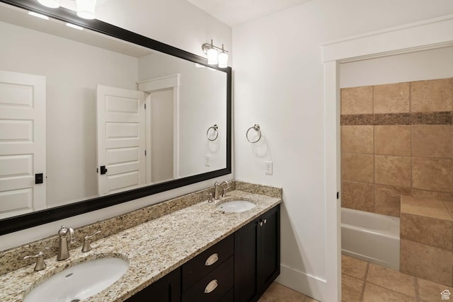 5843 W Wildflower Ln, Highland, UT 84003 - bathroom featuring double vanity and tile patterned flooring
