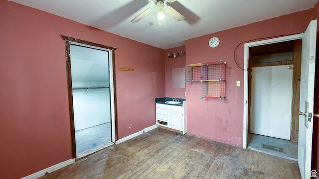 127 Grassy Dr, East Carbon, UT 84520 - kitchen with ceiling fan and wood finished floors