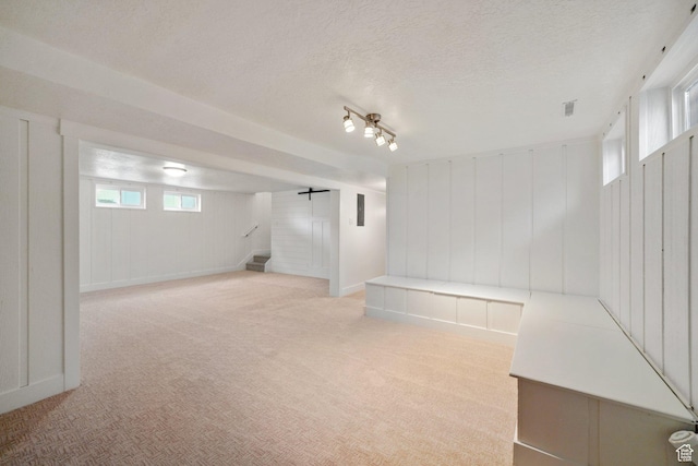 1767 N 1400 W, Provo, UT 84604 - basement with light colored carpet, a textured ceiling, and stairs