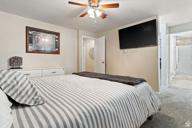 283 S 400 W, Hurricane, UT 84737 - bedroom featuring light colored carpet, a ceiling fan, and ensuite bath