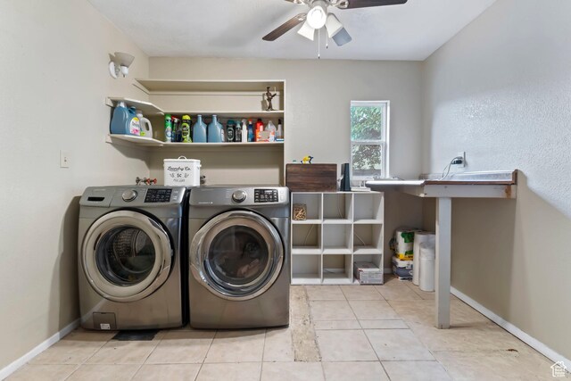 283 S 400 W, Hurricane, UT 84737 - laundry area with washing machine and clothes dryer, ceiling fan, and tile patterned flooring