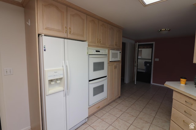 547 E 6295 S, Murray, UT 84107 - kitchen with white appliances, light brown cabinets, light tile patterned flooring, and light countertops