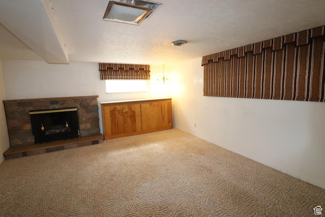 547 E 6295 S, Murray, UT 84107 - unfurnished living room featuring carpet flooring and a stone fireplace