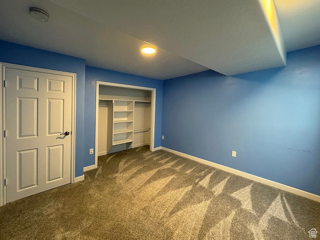 34840 N 10265 E, Fairview, UT 84629 - unfurnished bedroom with dark colored carpet, a closet, recessed lighting, and a textured ceiling