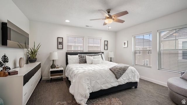 319 N 750 E, Vineyard, UT 84059 - bedroom featuring dark colored carpet, ceiling fan, a textured ceiling, and recessed lighting
