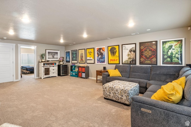 2319 N Penstemon Way, Lehi, UT 84043 - living room with wine cooler and light carpet