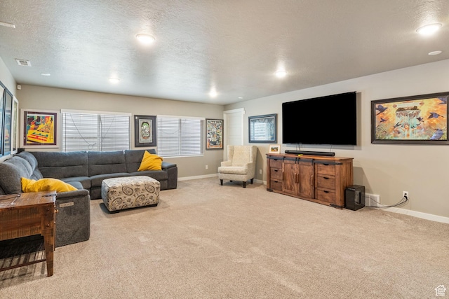 2319 N Penstemon Way, Lehi, UT 84043 - carpeted living area featuring a textured ceiling and recessed lighting
