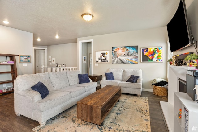 2319 N Penstemon Way, Lehi, UT 84043 - living area with wood finished floors, recessed lighting, and a textured ceiling
