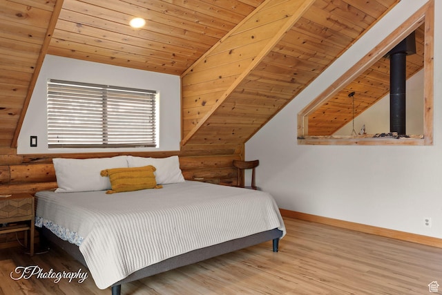 503 S Cottonwood Dr, Brookside, UT 84782 - bedroom with rustic walls, lofted ceiling, wood finished floors, and wooden ceiling