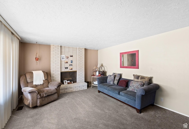 1602 S 550 W, Woods Cross, UT 84087 - carpeted living room featuring a textured ceiling and a fireplace