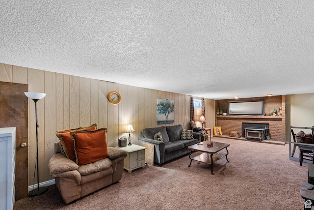 1602 S 550 W, Woods Cross, UT 84087 - carpeted living area featuring a textured ceiling and wooden walls