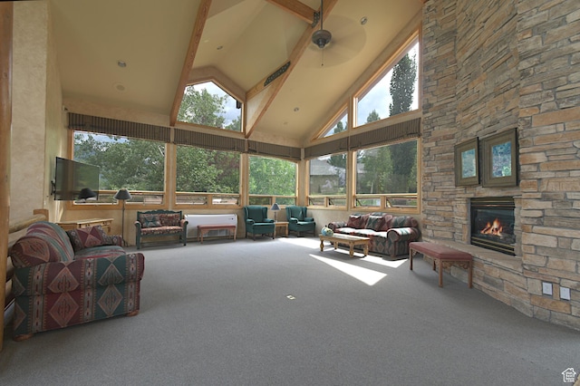 5133 N Cove Canyon Dr Unit 200, Park City, UT 84098 - sunroom / solarium with high vaulted ceiling, carpet floors, and beam ceiling