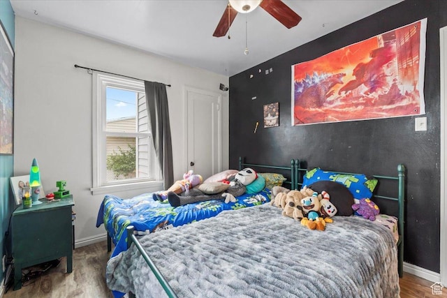 670 E 400 S, Payson, UT 84651 - bedroom featuring wood finished floors and ceiling fan