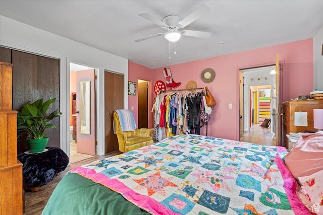 670 E 400 S, Payson, UT 84651 - bedroom with wood finished floors and a ceiling fan