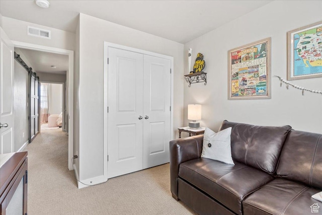 5328 W S Jordan Pkwy S, South Jordan, UT 84009 - living area featuring light carpet and a barn door