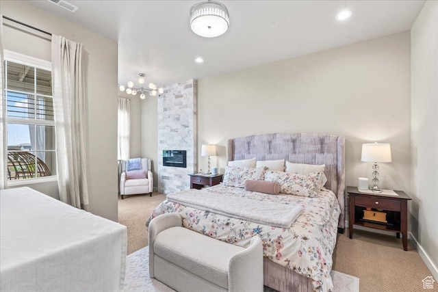 5328 W S Jordan Pkwy S, South Jordan, UT 84009 - carpeted bedroom with a large fireplace and recessed lighting