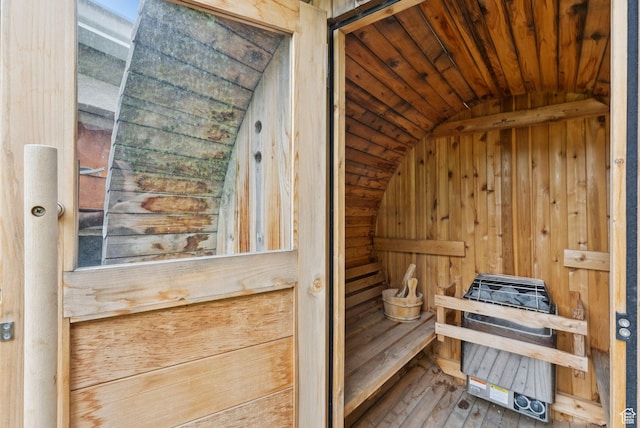1873 S Lincoln St E, Salt Lake City, UT 84105 - relaxing sauna / steam room with wood finished floors, wood ceiling, and wood walls