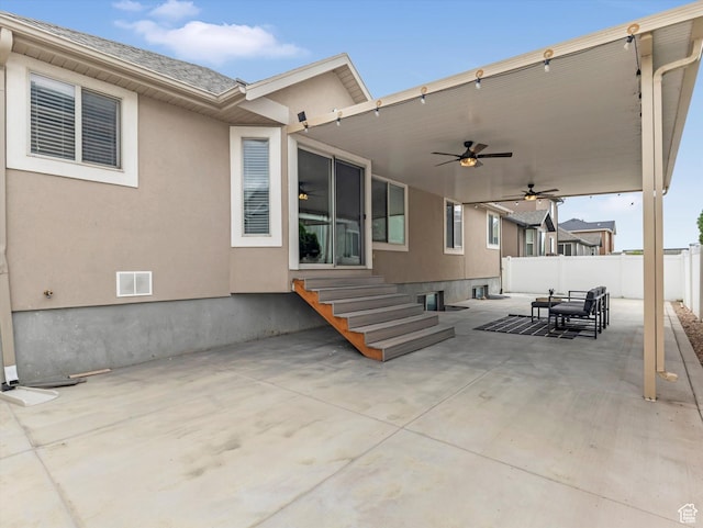 2296 S 2040 W, Woods Cross, UT 84087 - view of patio / terrace with ceiling fan and entry steps