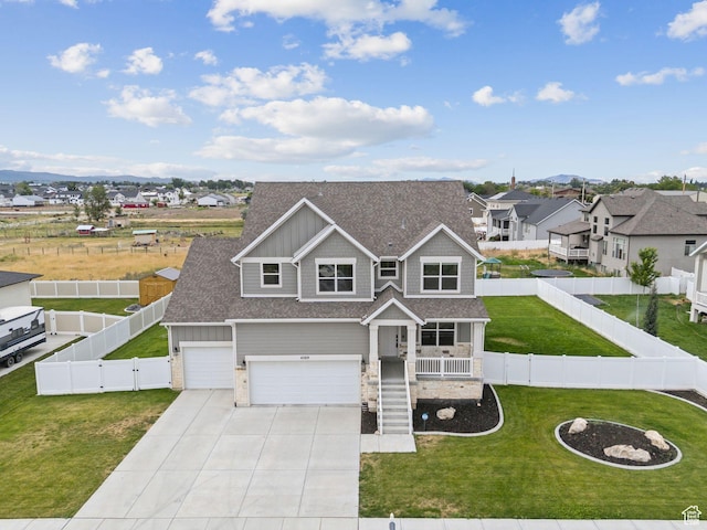 4269 W 2025 S, West Haven, UT 84401 - view of front of property with driveway, roof with shingles, a residential view, a fenced backyard, and board and batten siding