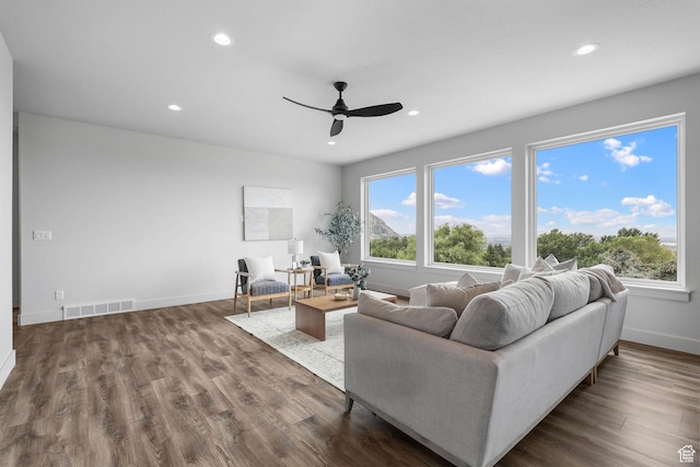 3071 N Mountain Rd Unit 4, North Ogden, UT 84414 - living area with a ceiling fan, recessed lighting, and wood finished floors