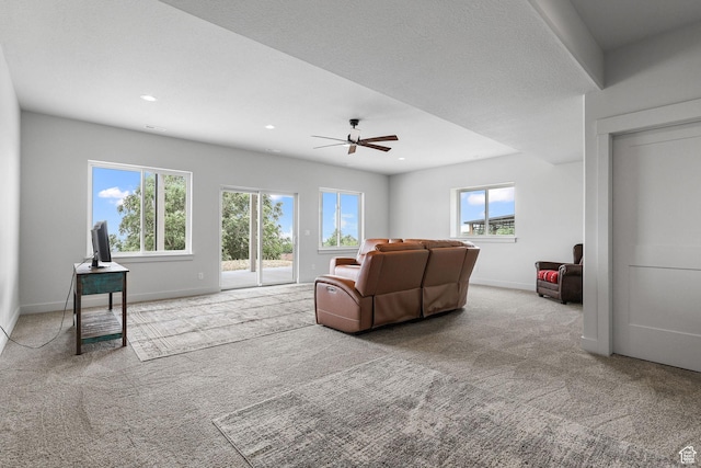 3071 N Mountain Rd Unit 4, North Ogden, UT 84414 - living room featuring carpet flooring, a ceiling fan, and recessed lighting