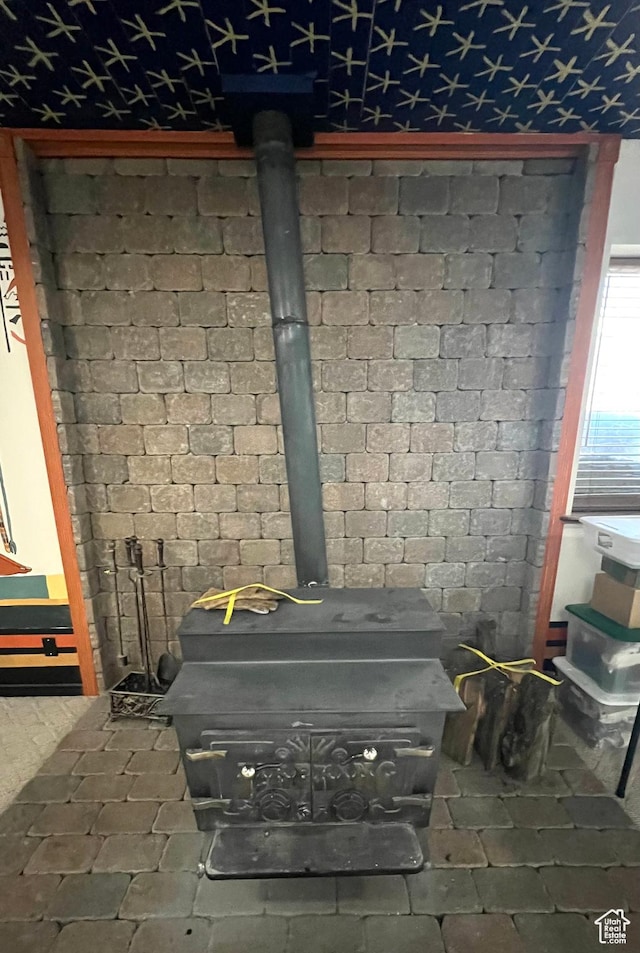 560 E 700 N, Logan, UT 84321 - detailed view of brick wall and a wood stove
