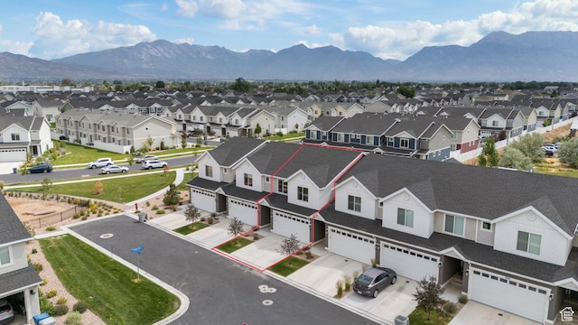356 N Starboard Ln Unit 1555, Saratoga Springs, UT 84045 - aerial view of residential area featuring a mountain backdrop and property parcel outlined