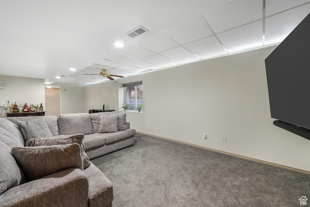 3561 S Jenelles Bay, West Valley City, UT 84119 - living room with carpet, ceiling fan, and recessed lighting
