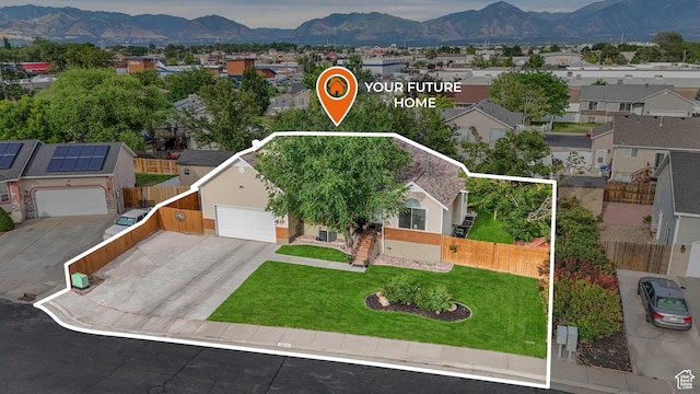 3561 S Jenelles Bay, West Valley City, UT 84119 - aerial view of residential area featuring property boundaries highlighted and a mountain backdrop