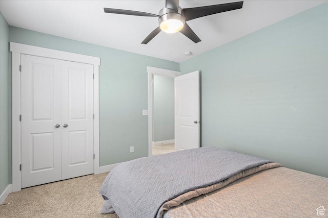 5131 W Mellow Way S, South Jordan, UT 84009 - bedroom featuring light colored carpet, a closet, and ceiling fan