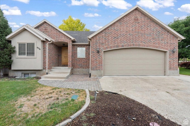 656 W 1310 N, Lehi, UT 84043 - ranch-style house featuring an attached garage, brick siding, concrete driveway, and a front yard