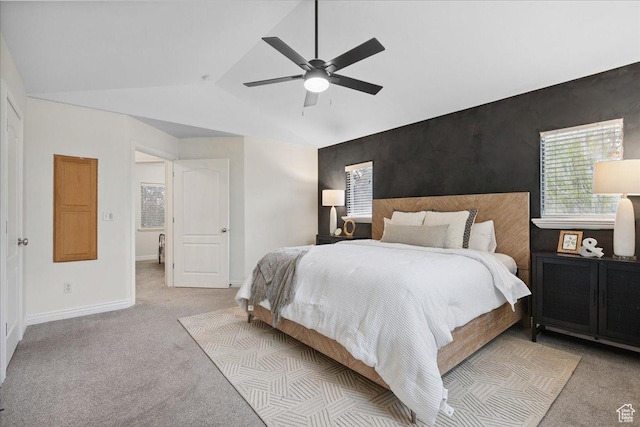 656 W 1310 N, Lehi, UT 84043 - bedroom featuring light carpet, lofted ceiling, and ceiling fan