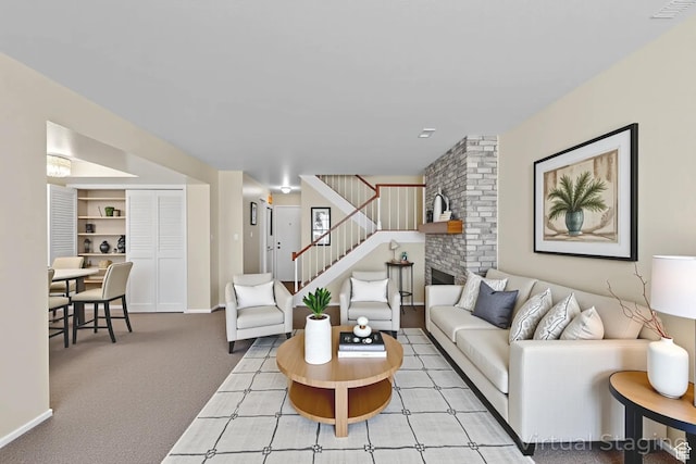 607 E 4030 S, Murray, UT 84107 - carpeted living room with stairs and baseboards