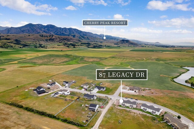 87 E Legacy Dr, Franklin, ID 83237 - aerial view of property and surrounding area with a mountainous background and a golf course
