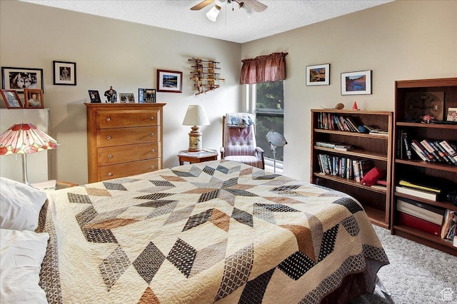 490 E 3475 N, North Ogden, UT 84414 - bedroom featuring a textured ceiling, carpet flooring, and a ceiling fan