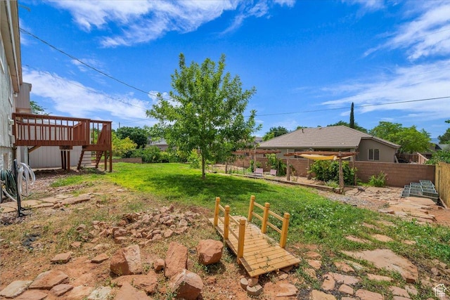 328 Pectol St, Washington, UT 84780 - view of yard featuring a wooden deck and stairs