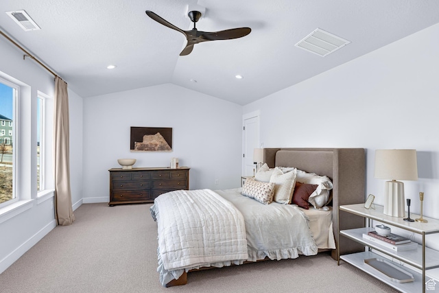 6957 W Farnsworth Peak Dr S Unit 314, West Jordan, UT 84081 - carpeted bedroom with vaulted ceiling, recessed lighting, and a ceiling fan