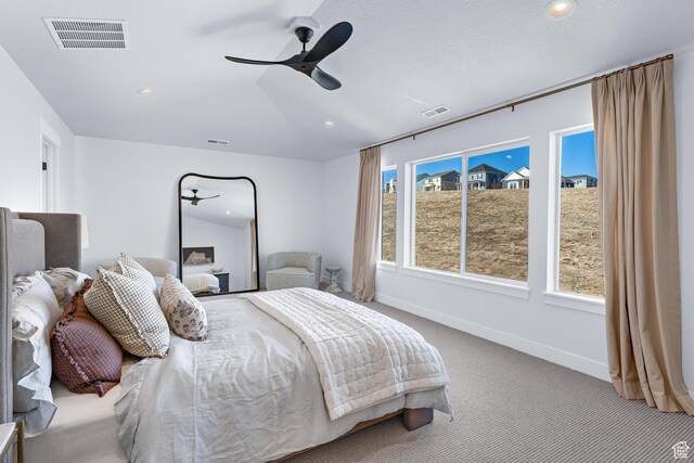 6957 W Farnsworth Peak Dr S Unit 314, West Jordan, UT 84081 - carpeted bedroom featuring a ceiling fan, recessed lighting, and vaulted ceiling