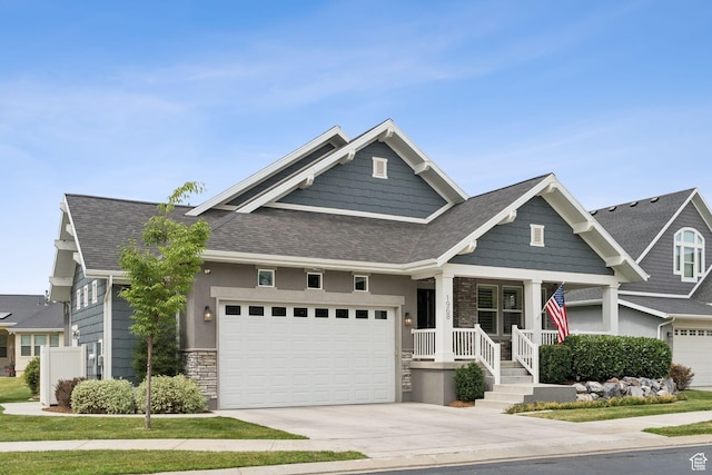 1968 W Silver Leaf Dr S, Mapleton, UT 84664 - craftsman inspired home featuring stone siding, driveway, an attached garage, and roof with shingles