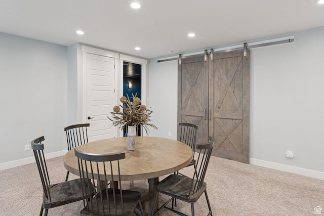 1968 W Silver Leaf Dr S, Mapleton, UT 84664 - carpeted dining room with a barn door and recessed lighting