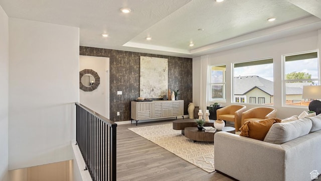 812 N 1750 E Unit 148, Salem, UT 84653 - living area with wood finished floors, recessed lighting, and a tray ceiling