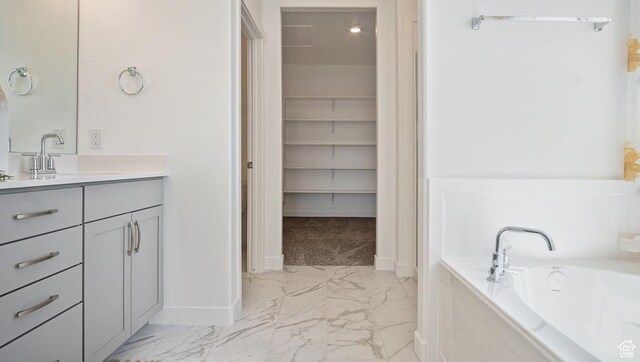 812 N 1750 E Unit 148, Salem, UT 84653 - full bathroom featuring marble finish flooring, vanity, a bath, and a spacious closet