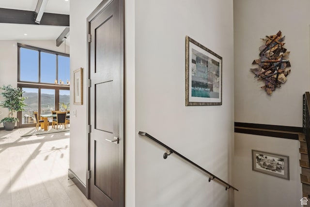 11411 N White Tail Ct, Hideout, UT 84036 - stairway featuring wood finished floors