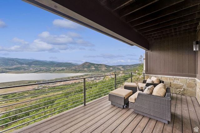 11411 N White Tail Ct, Hideout, UT 84036 - wooden deck featuring a water and mountain view