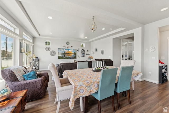 979 N Cold Creek Way, Layton, UT 84041 - dining room with wood finished floors, a raised ceiling, and recessed lighting