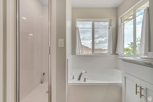 342 W Royal Land Dr, Santaquin, UT 84655 - bathroom with a stall shower, vanity, and a bath