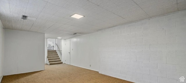 678 W 650 S, Orem, UT 84058 - finished basement with carpet floors, stairs, and concrete block wall