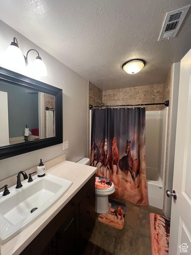251 N 580 W, Monroe, UT 84754 - bathroom featuring vanity, shower / tub combo, and a textured ceiling