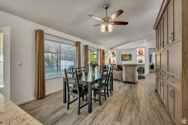 9078 S Harkness Dr W, West Jordan, UT 84088 - dining room featuring vaulted ceiling, light wood-style flooring, and a ceiling fan